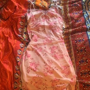 Rose-patterned slip dress